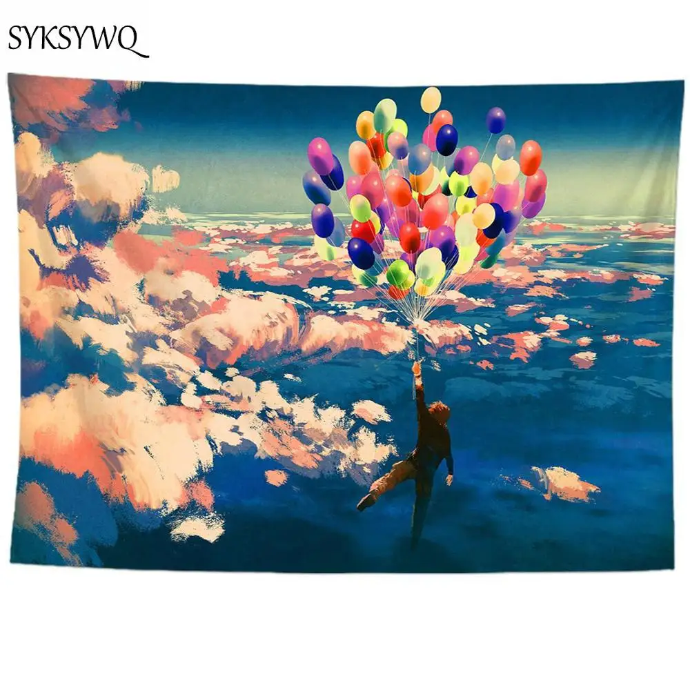 

Гобелен для детской спальни с принтом воздушных шаров, Настенное подвесное одеяло, Прямая доставка, лучший подарок, большой гобелен