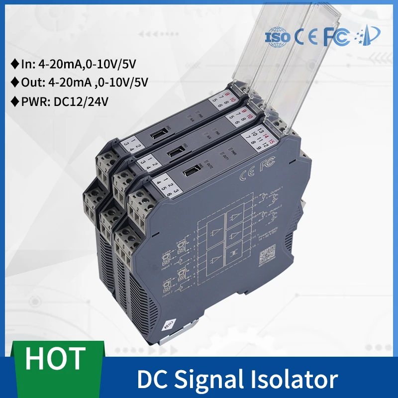 

DC Signal Isolator 4-20mA Distribution Analog galvanic sinal Isola tion 4-20ma 0-5V to 0-10V Analog Input Output Dual Channel