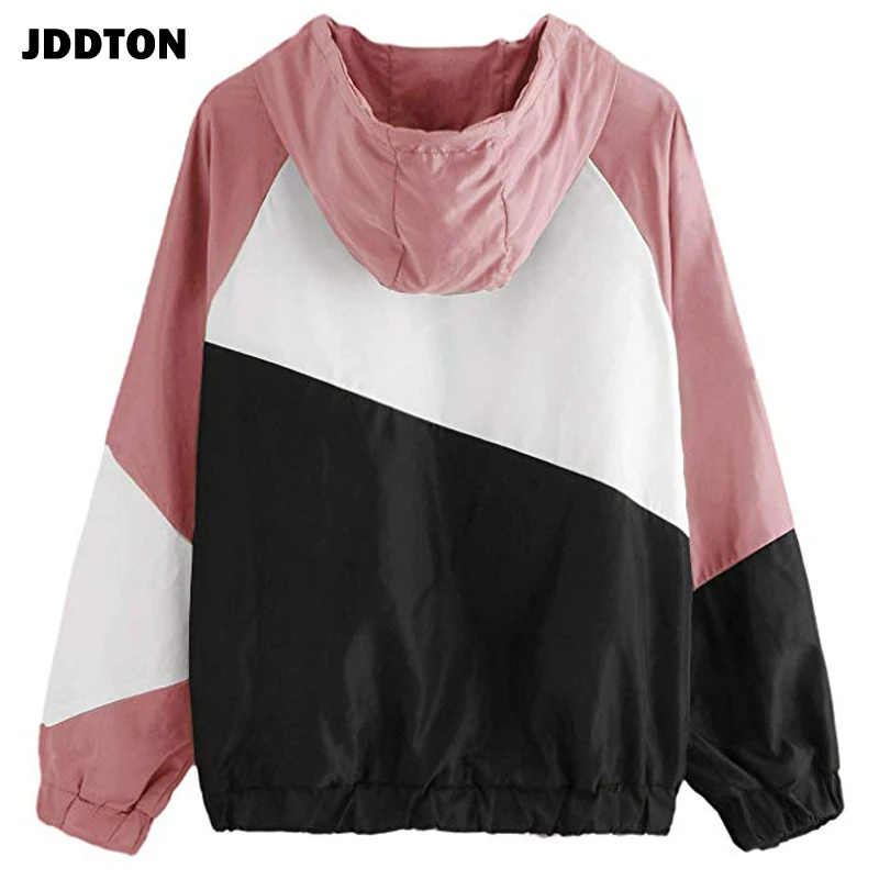 JDDTON Женская куртка с капюшоном лоскутное шитье пальто длинным рукавом