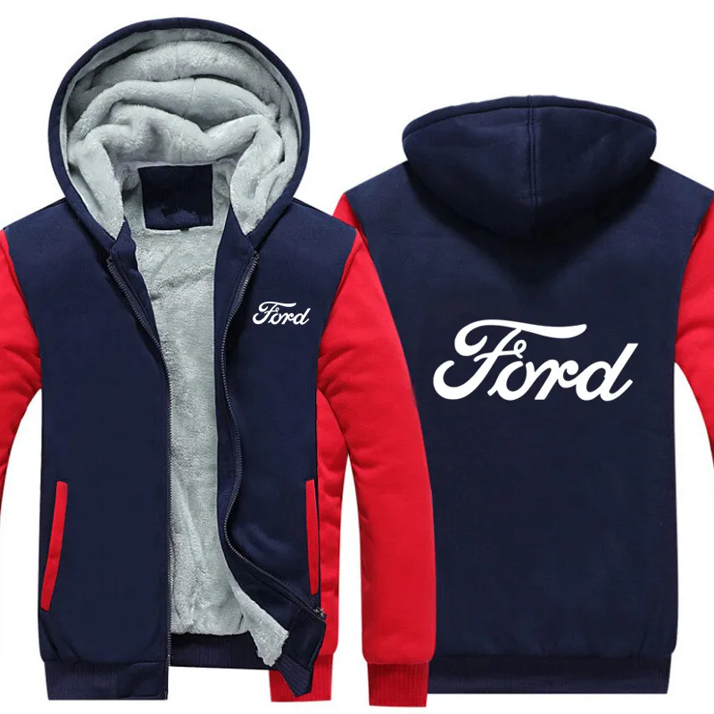 Зимняя модная мужская одежда на молнии FORD толстовки с капюшоном и пальто 5 цветов