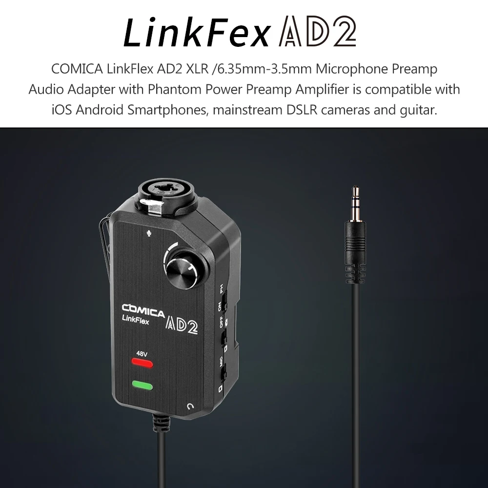 Усилитель CoMica LinkFlex AD2 XLR/6 35 мм-3 5 мм универсальный аудиоадаптер для камеры