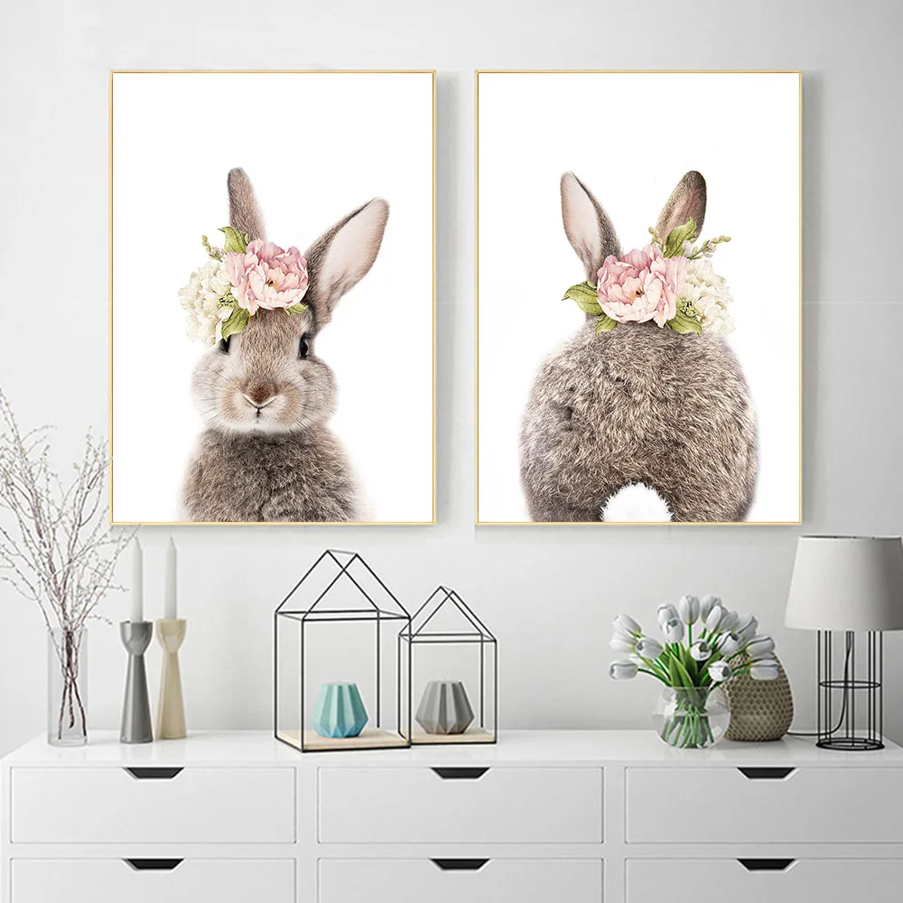 Owl Rabbit Bear Canvas Painting Cartoon Prints Zoo Animal Print Nursery Art Paintings Nordic Poster Wall Picture Baby Room Decor | Дом и сад