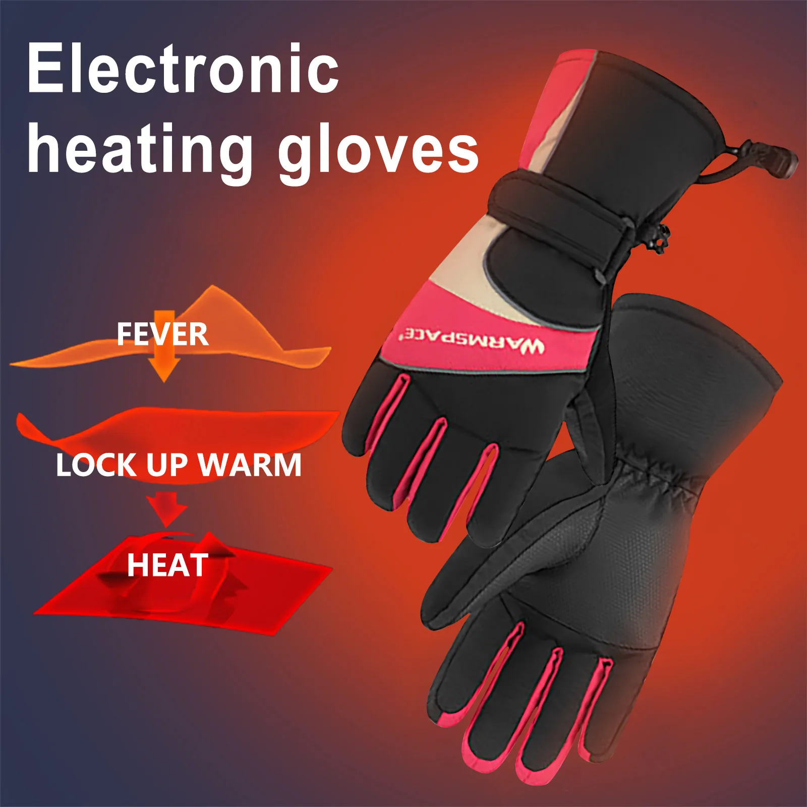 

Heated Thick Gloves USB Recharge Charging Outdoor Riding Winter Warm Thermal Skiing Sport Gloves Waterproof Touchscreen Glove