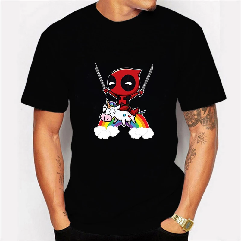 Deadpool T Shirt 4 Футболка Харадзюку, футболка Дэдпул, повседневные короткие мужские топы с надписью I Am Unicorn, крутая Мужская одежда, уличная одежда, Camisetas Hombre - Цвет: Deadpool T Shirt 4