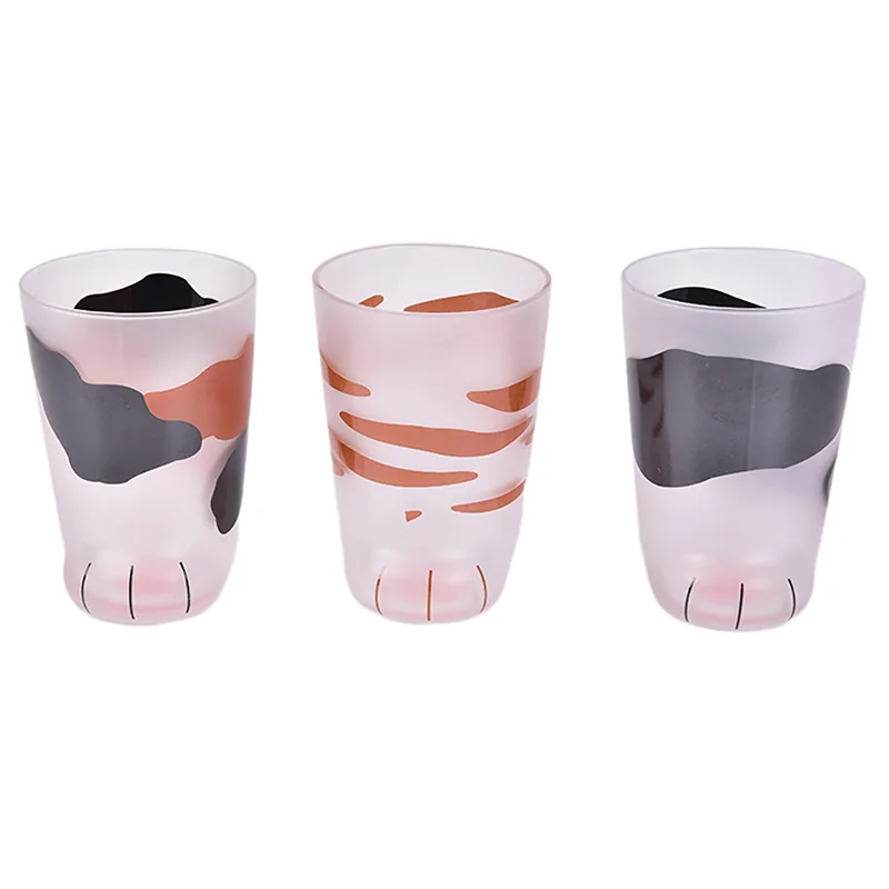 300ml Mug Heat-resistant Glass Cat Cup Tiger Paws Office Mat