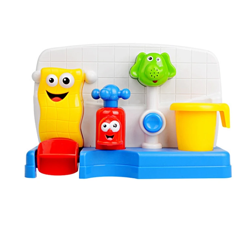 

Игрушка для ванны для малышей 12 месяцев выше, водная сенсорная игра с краном, чашка для воды и вращающаяся игрушка для ванны