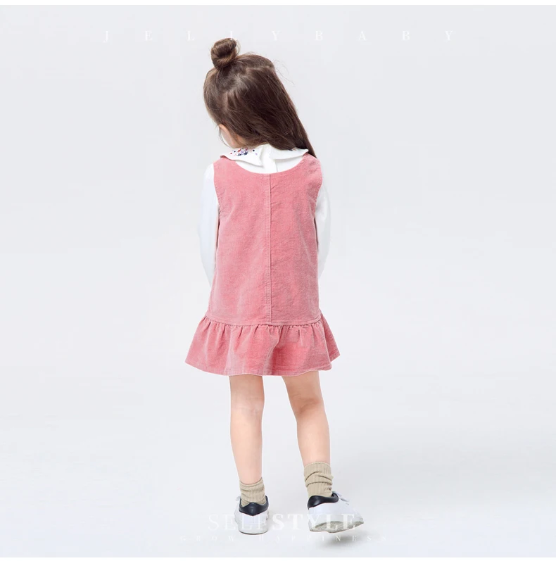 2018 Autumn Lovely Girls Corduroy Cotton Dress Solid Casual Sleeveless Winter Clothes for Children Clothing | Детская одежда и