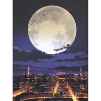 landscape moon printed canvas 11ct cross stitch diy embroidery kit dmc threads hobby painting sewing handmade magic design