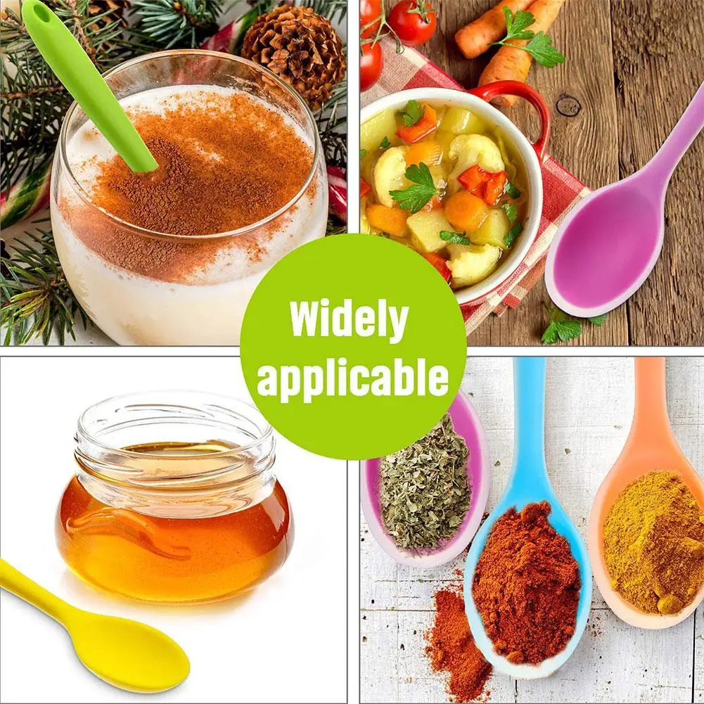 

New Silicone Spoon Tableware Heat Resistant Easy To Spoons Tool Anti-scald Kitchen Cooking Non-stick Spoon Multicolor Clean E5I4