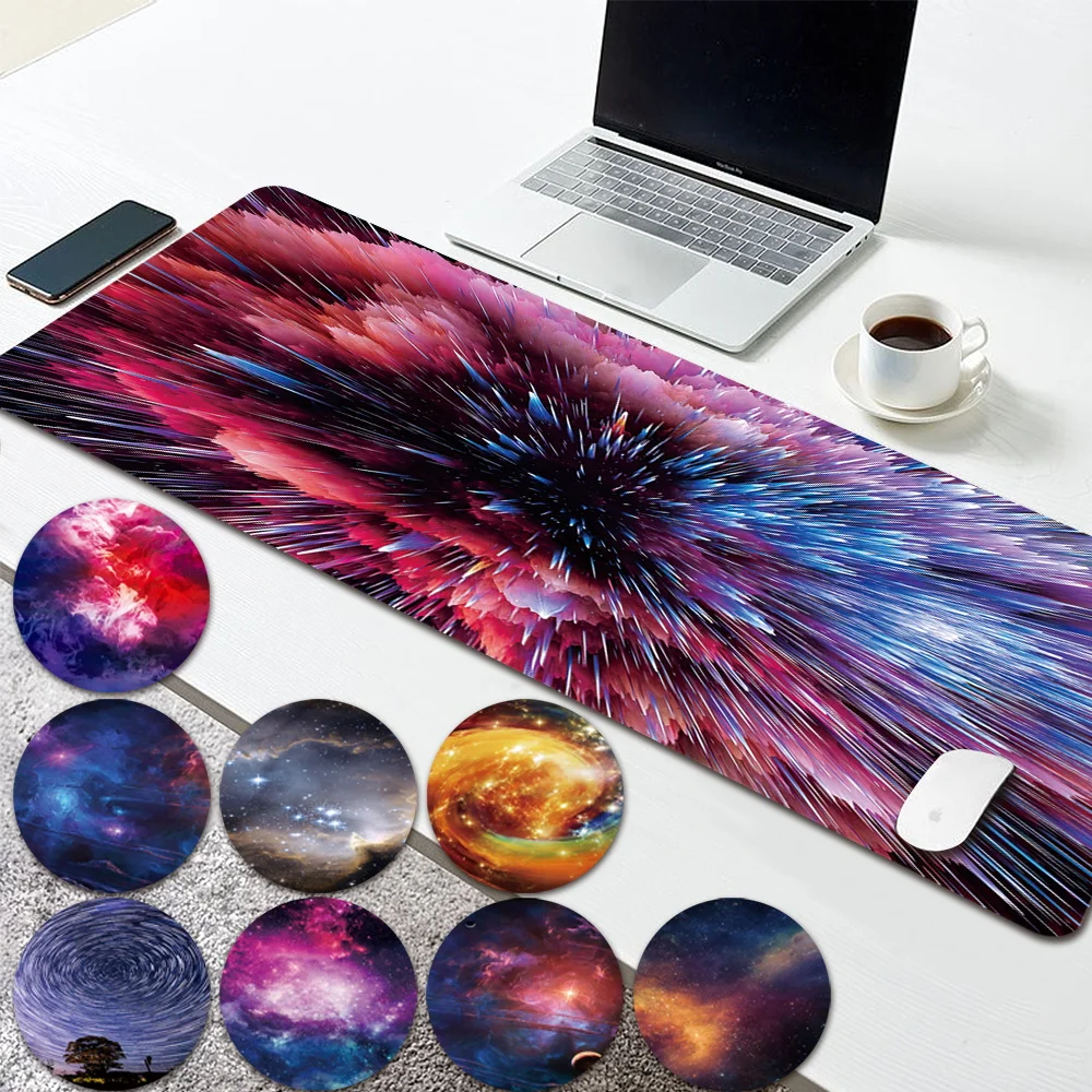 Large Mouse Pad Large Computer Gaming Mouse Pad Anti-slip Pu Leather Space Series Pattern Gaming Mouse Mat