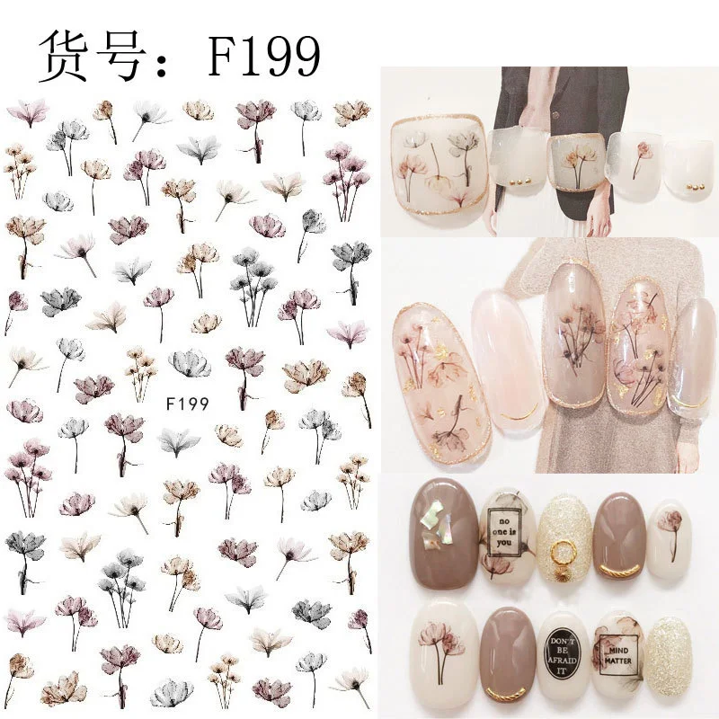 

1pcs Pink Rose Flower 3D Nail Art Stickers Leaves Pattern Adhesive Transfer Decals Manicure Delicate Nail Decoration T1039