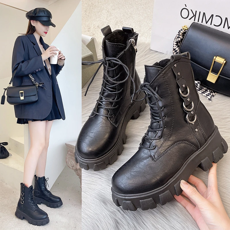 Новинка 2021 осенние женские ботинки мотоциклетные на шнуровке ботильоны в