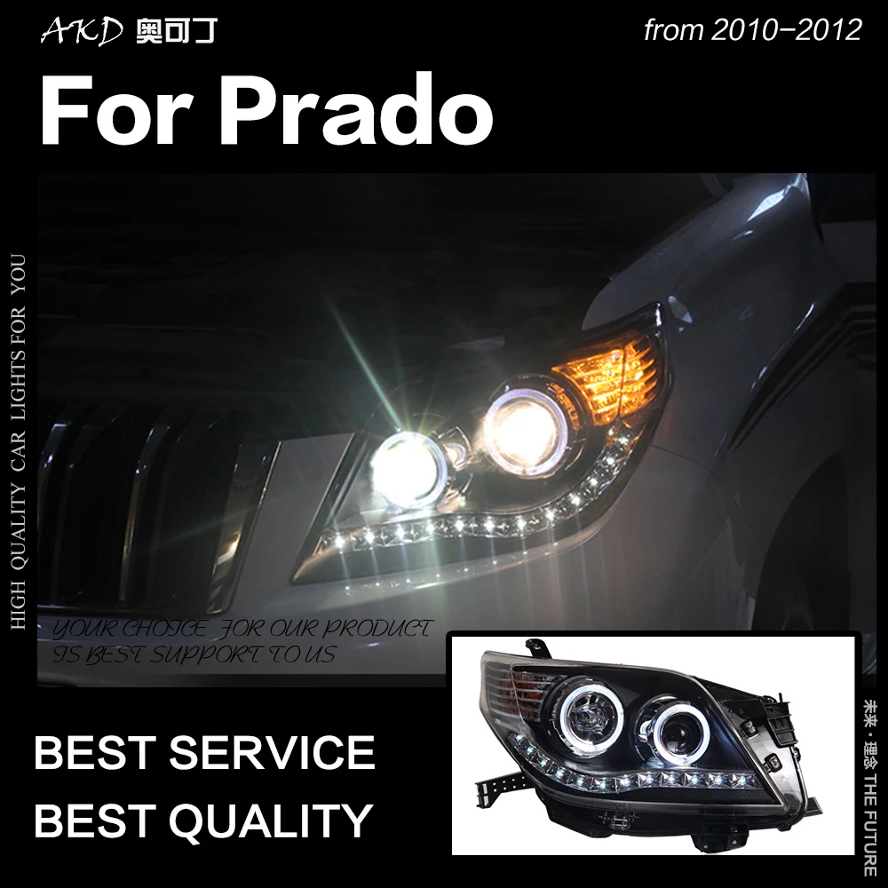 AKD автостайлинг для Toyota Prado фары 2010-2012 LC150 светодиодный ные DRL Hid ангельские глазки