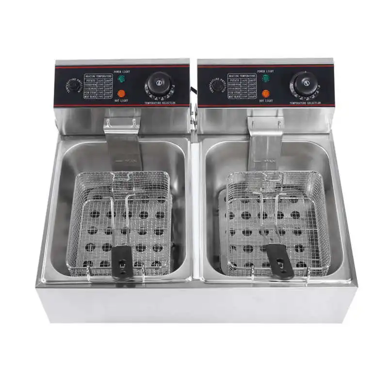 

12L Electric Stainless Steel Double Deep Tank Electric Fryer Machine French fries fried chicken EU Plug