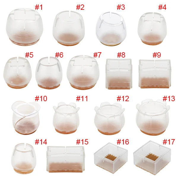 10pcs Silicone Rectangle Square Round Chair Leg Caps Feet Pads Furniture Table Covers Wood Floor Protectors Non-slip mat