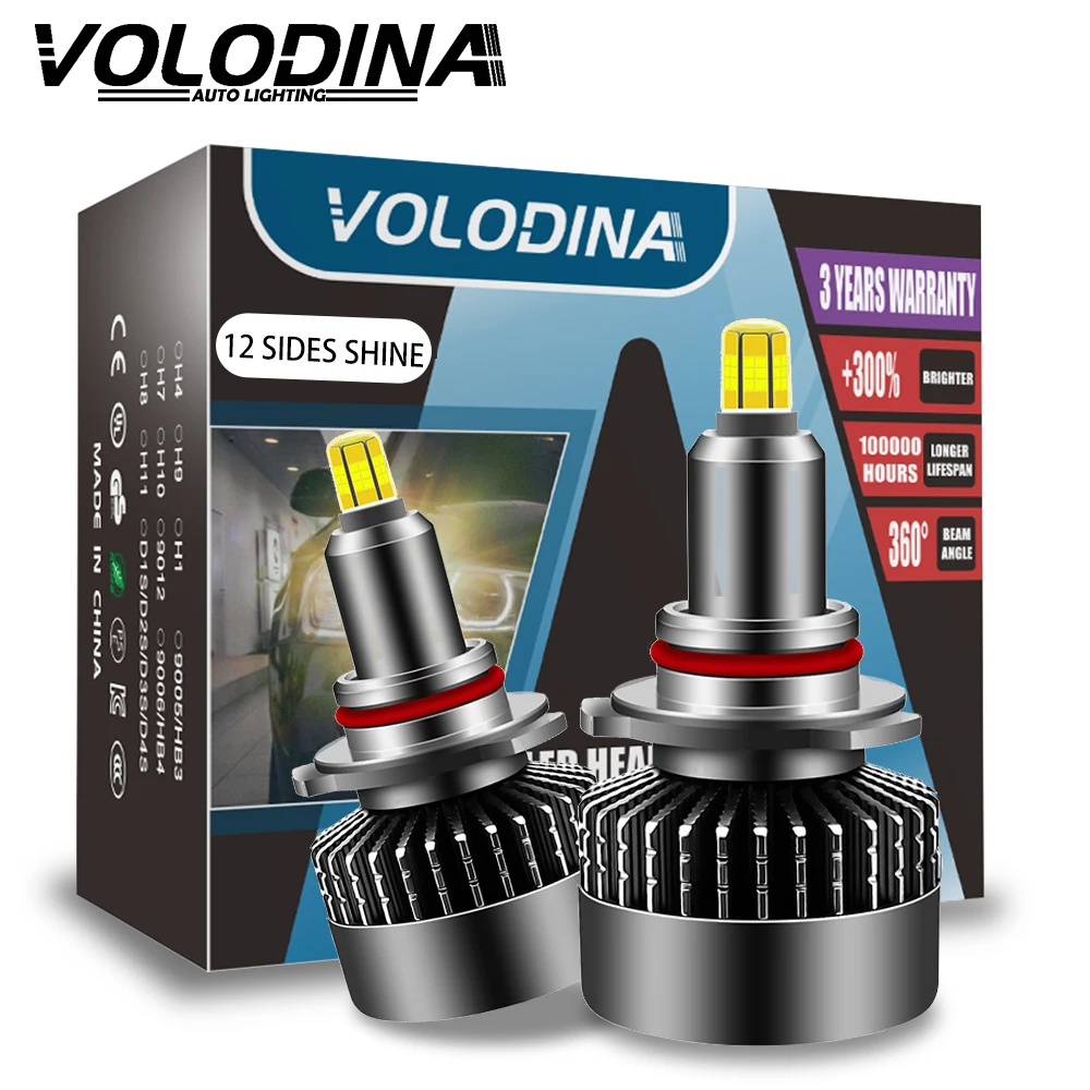 

Volodine 100W 9012 HIR2 Противотуманные фары H11 H1 H8 H9 H7 светодиодсветодиодный фары hb4 hb3 9005 9006 12V 6000K CSP Turbo Автомобильные фары, лампы