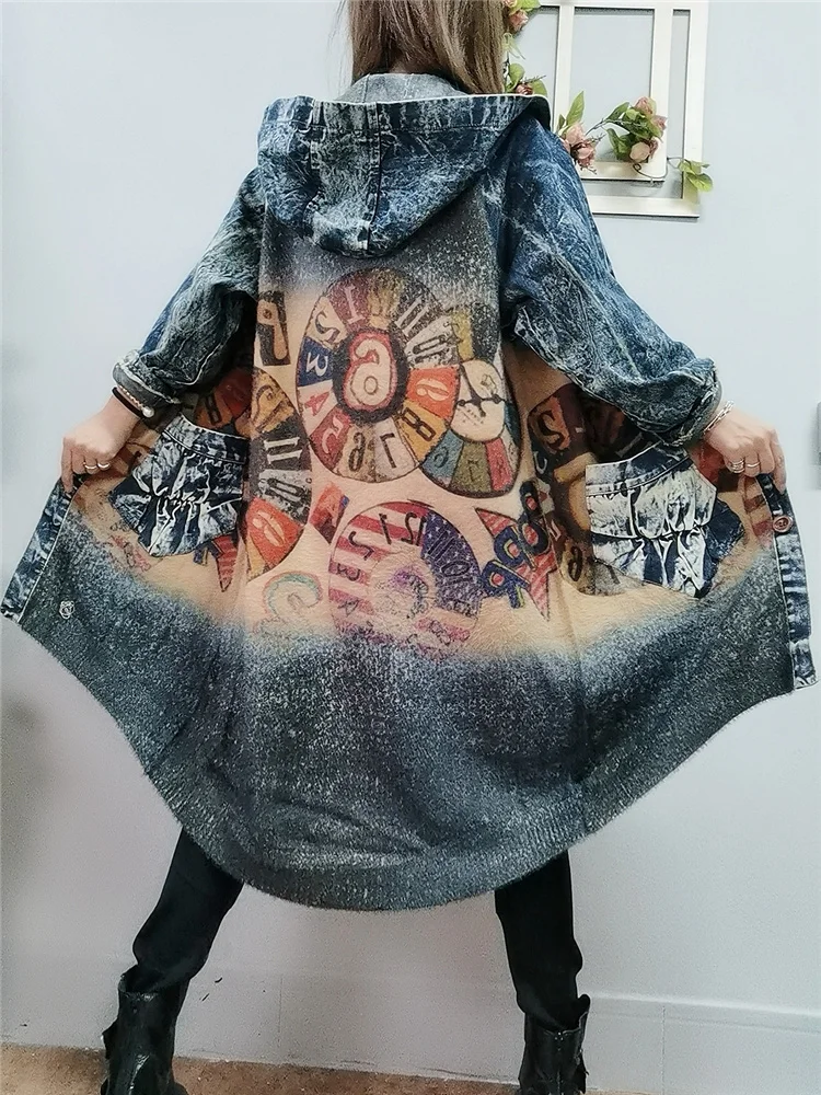 Cashmere Jacket Autumn Winter 2020 Women Large Size Loose Jean Patch Windbreaker Long Trench Coat korean clothes LT572S50 | Женская
