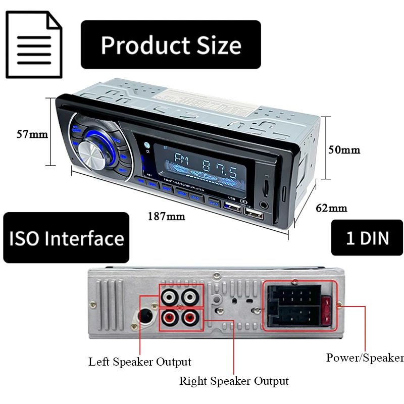 Hippcron Автомагнитола стерео приемник 1 DIN FM Bluetooth MP3 аудио плеер сотовый телефон