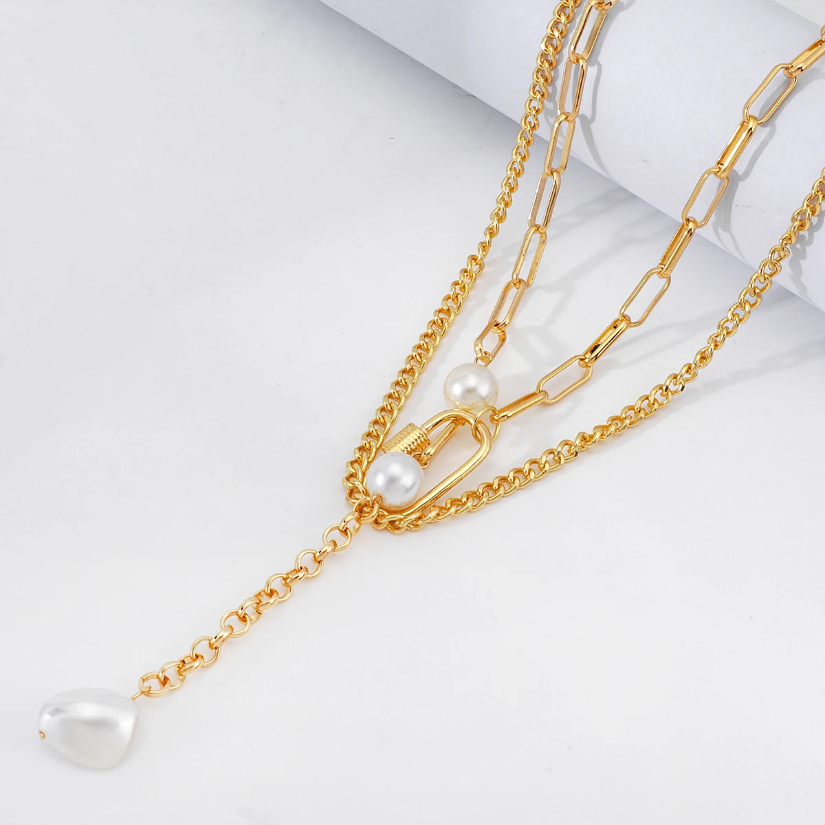 Женское винтажное ожерелье AENSOA многослойное золотого цвета в стиле панк длинная