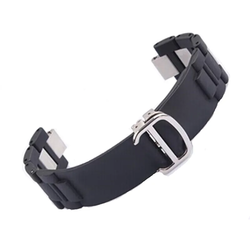 For 21 Chronoscaph Autoscaph New Rubber And Stainles Steel 20 X 10 mm Black Watch Strap Band Silver Gold RoseGold Buckle Clasp