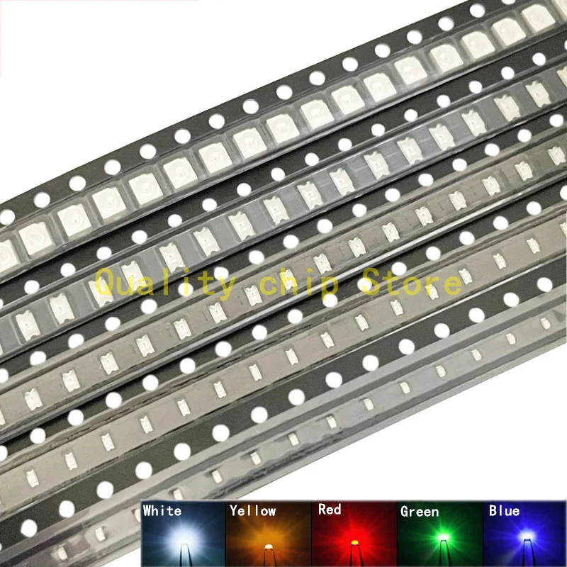 100 шт. 0402 0603 0805 1206 1210/3528 smd светодиодный красный желтый и зеленый цвета белого