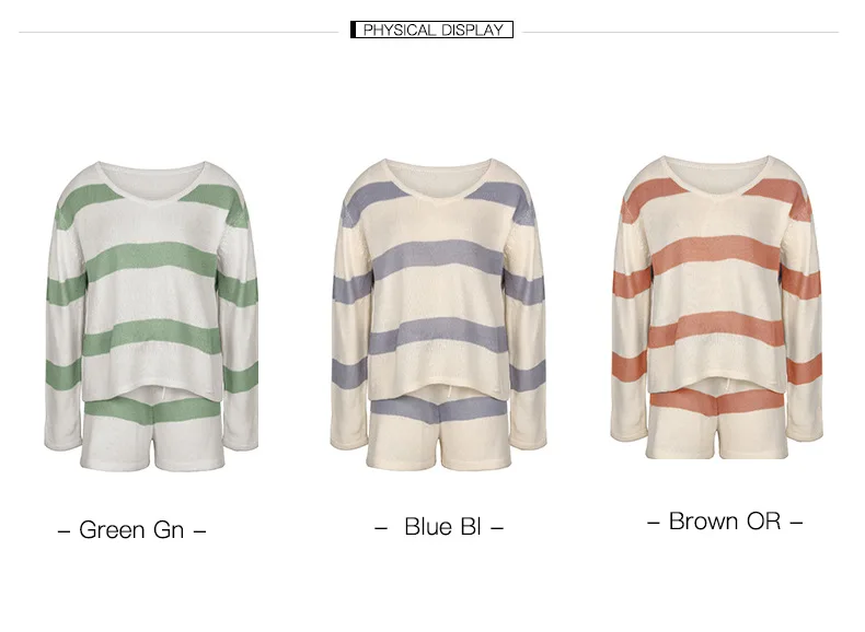 

Autumn lounge wear striped print woman tshirts+short sets for women 2 pc set for women matching sets Fall 2020 women lounge set