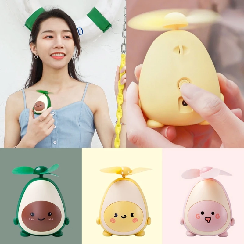 

Mini Portable Avocado-shaped Hand Fan Battery Rechargeable Hanging Fan 3 Blades Quiet Personal Fan for Indoor Outdoor N58D