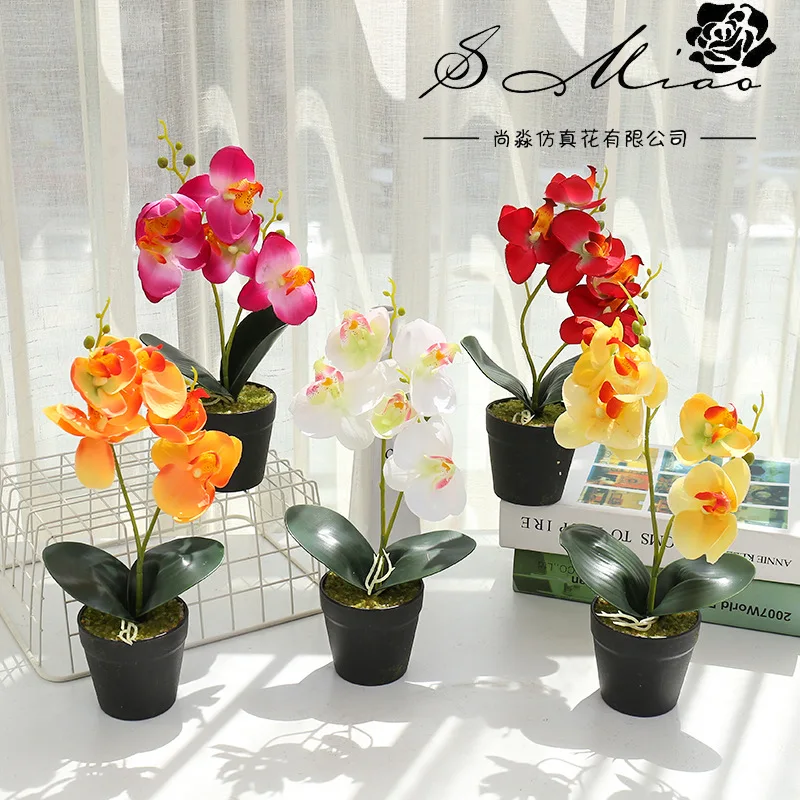 

Artificial Flowers Phalaenopsis Bonsai for Decorative Fake Flowers Potted Dry Plastic Flowers Room Home Decor Garden festival