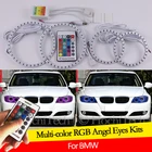 Для BMW 3 серии E91 E90 LCI 2009-2012 ксеноновыми фарами 16 видов цветов RGB Ангельские глазки светодиодный гало кольца RF Беспроводной Управление дневные ходовые огни