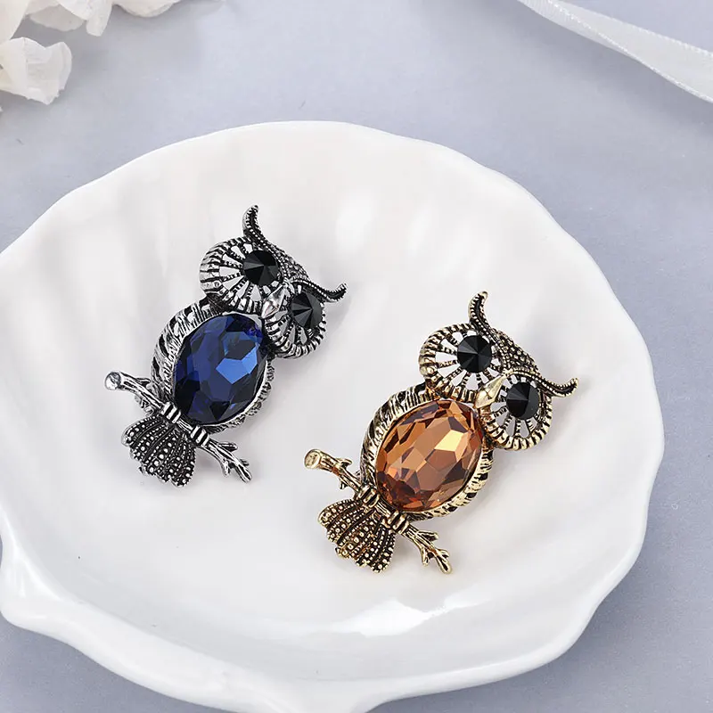 Женская Винтажная брошь в виде совы MAIKALE булавка со стразами аксессуары для