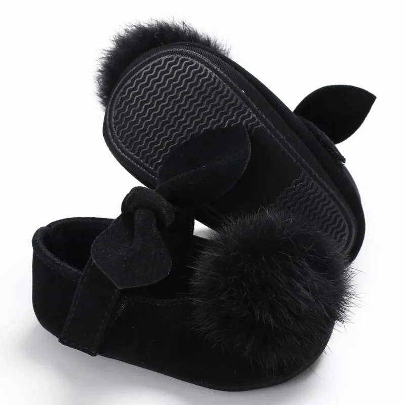 

Bobora Autumn Newborn Infant Baby Girls Shoes Hair Ball PU Anti Slip Crib Shoes Prewalkers First Shoes 0-18M