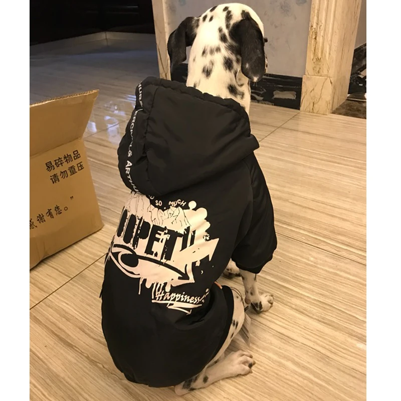 Комбинезон для собак теплая зимняя одежда черный комбинезон пальто