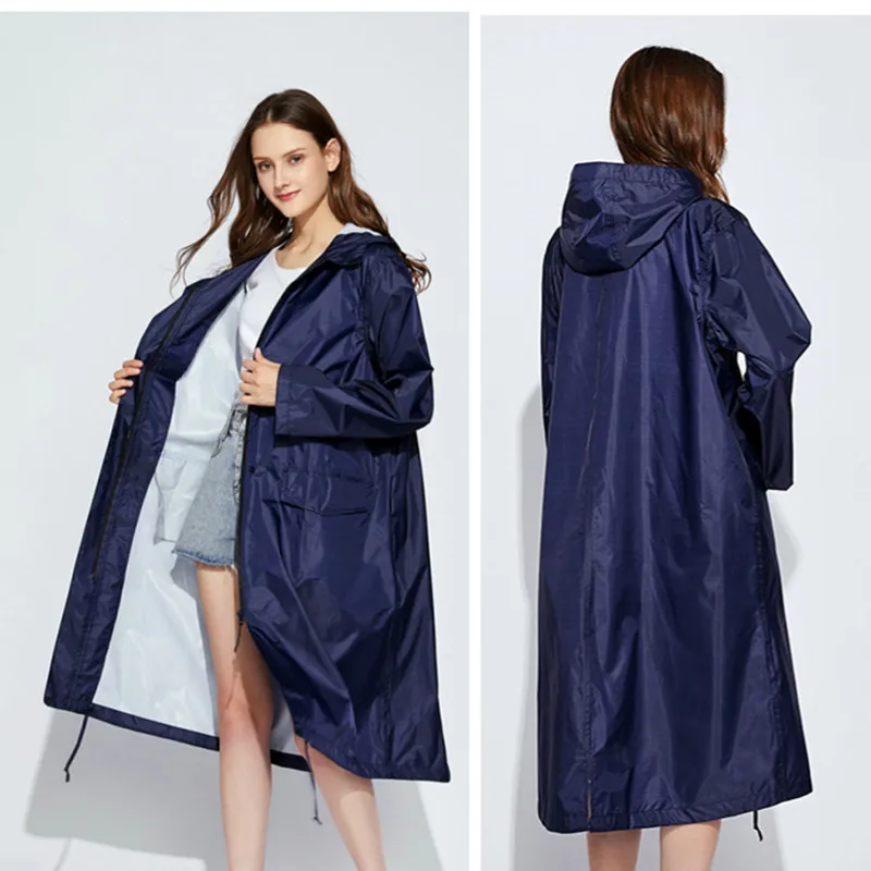 

Long Raincoat Women Men Waterproof Windproof Hooded Light Hiking Rain Coat Ponchos Jacket Cloak Raingear Chubasqueros Mujer