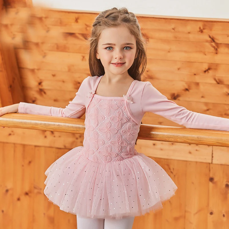 Yüksek kalite sevimli kız elbise pamuk prenses elbise çocuklar çocuk kabarık jimnastik bale Tutu elbise