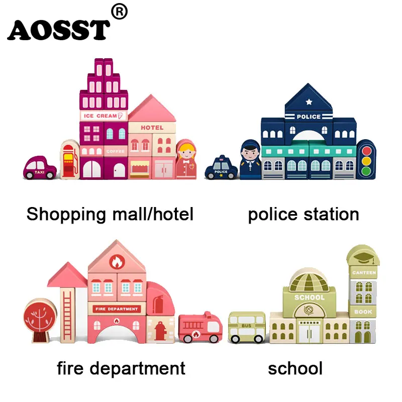 Детские игрушки строительные блоки деревянные детские творческие Разноцветные