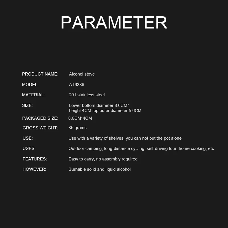 

Alcohol Burner Durable Portable Spirit Stove High Efficiency Attractive Safe Outdoor Camping Hiking Aluminum Alloy Spirit Burner