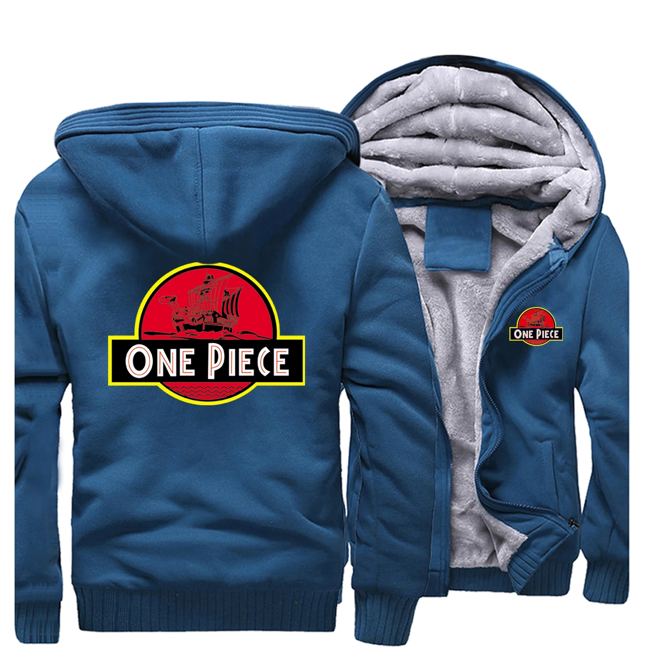 

One Piece Print Thick Hoodies Male 2019 Winter Brand Streetwear Zip Jacket Japan Anime Coat High Quality Mens Hoodie Sweatshirts