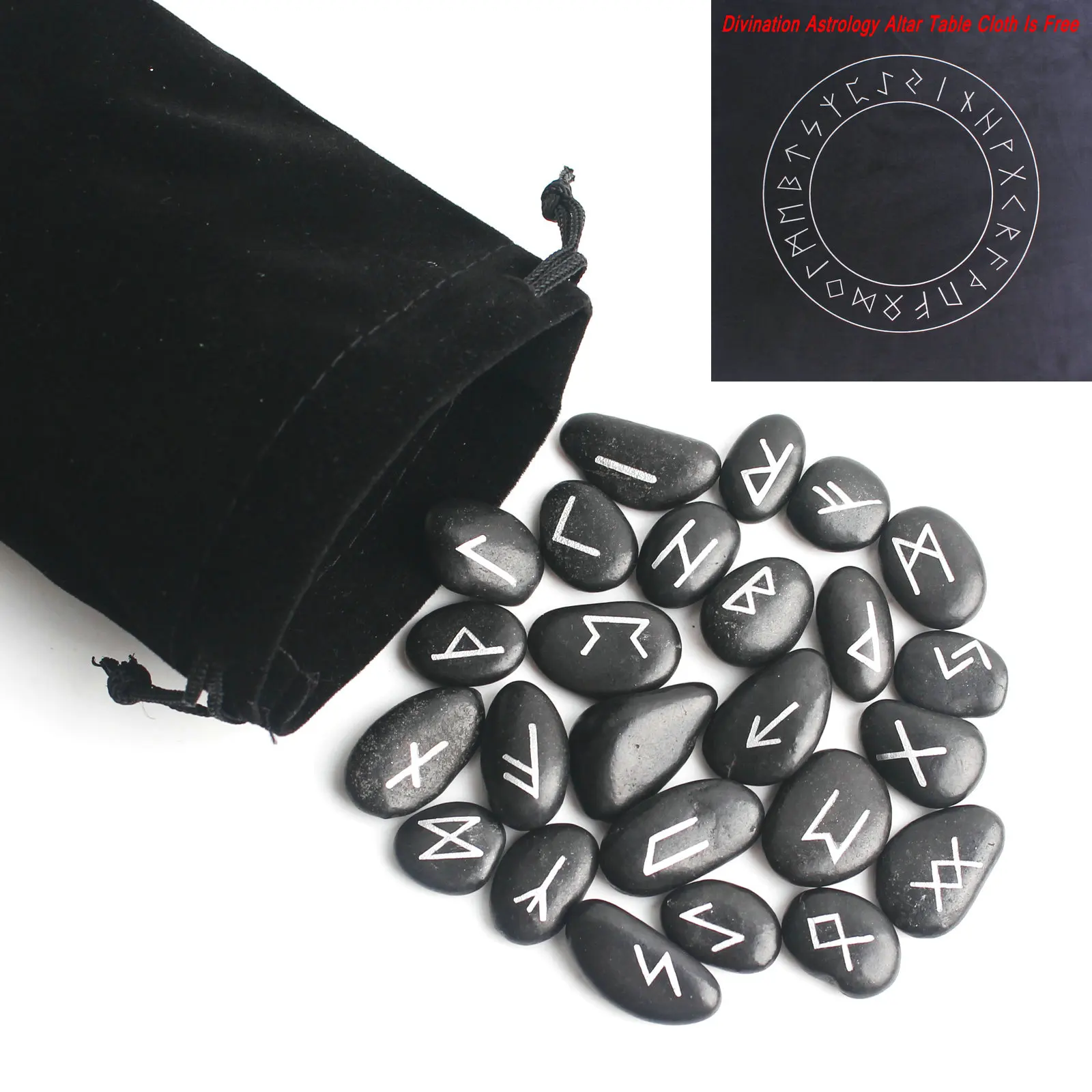 25 шт. натуральные черные камни с Риком чакра гадания руны кристалл в форме