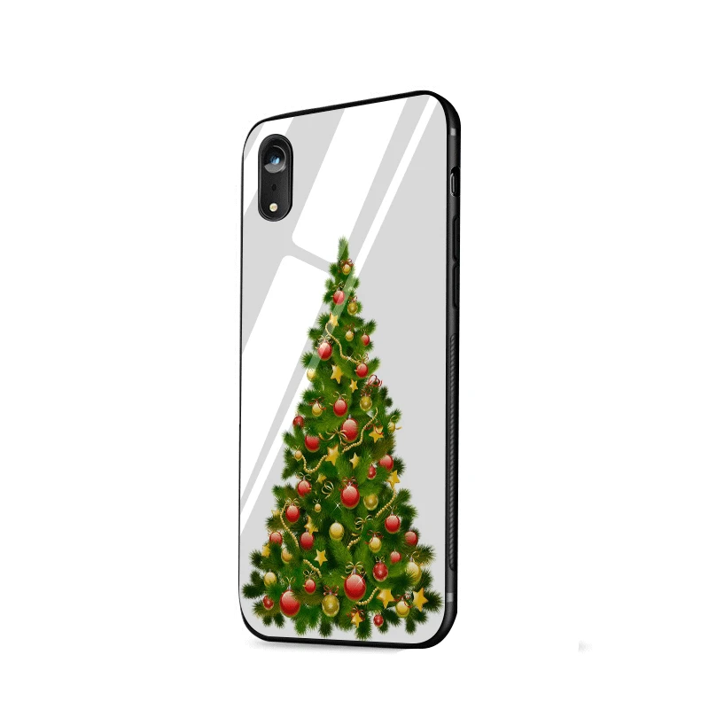 Чехол для телефона из термопластичного стекла для Iphone 5, 5S, 6, 6 S, 7, 8 Plus, X, XR, XS Max, защитный чехол с изображением рождественской елки и снежинки