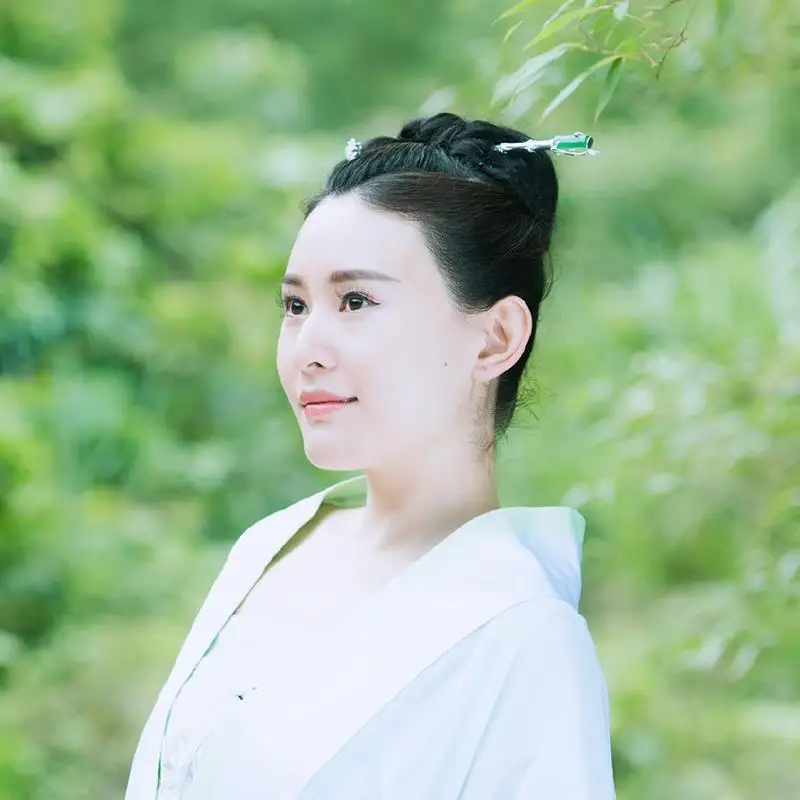 

New original designer craft bamboo knot natural jasper hairpin Chinese retro fresh charm women's silver jewelry