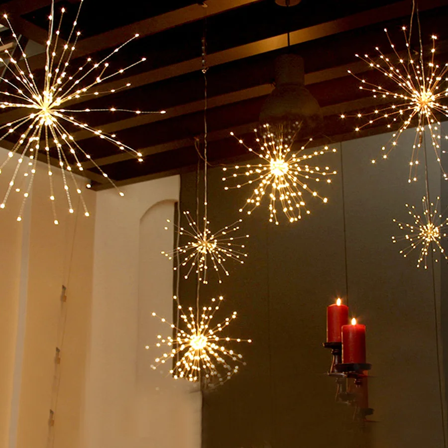 Thrisdar 120/200LED наружная подвесная струнная лампа Starburst с дистанционным фейерверком медная проволочная Гирлянда Свет DIY рождественская Свадебная вечеринка украшение