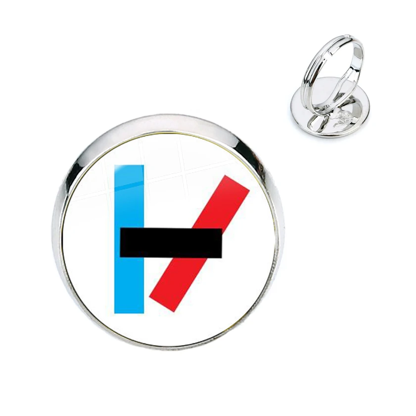 Hot Music Band Twenty One Pilots Glass Cabochon Rings Souvenir Trendy Rock Hiphop Collar Pins Kids Women Jewelry Fans Gift