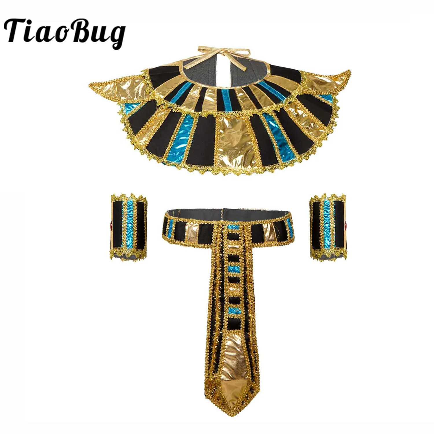 Egyptian Costume Accessories Adult Egyptian Belt/Collar /King Cane/Pharaoh Hat Set Women Men Cosplay Egypt King Clothing