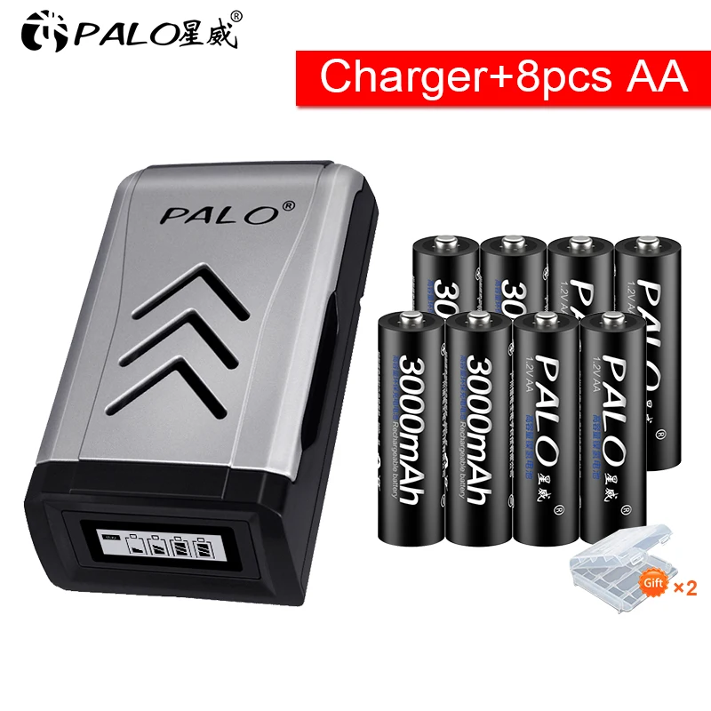 PALO 1 2 V AA батарея 3000mAh Ni MH аккумуляторные батареи для игрушечные камеры фонари