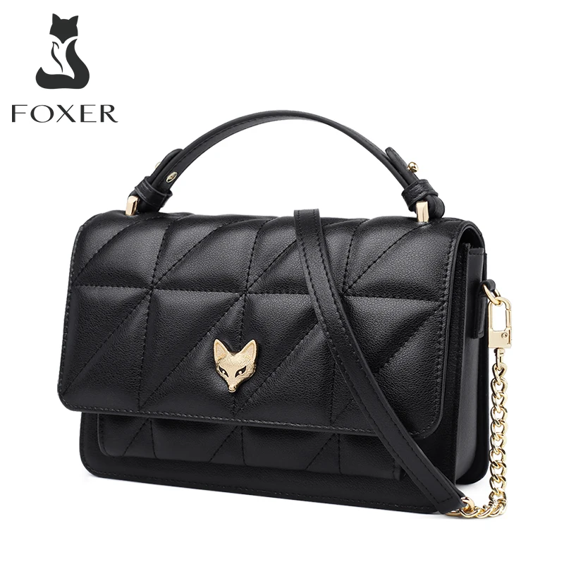foxer original split leather office women messenger bag stylish lady purse irregular classical flap elegant female shoulder bag free global shipping