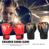 1 pair kids children boxing gloves professional flame mesh breathable pu leather flame gloves sanda boxing training glove csv