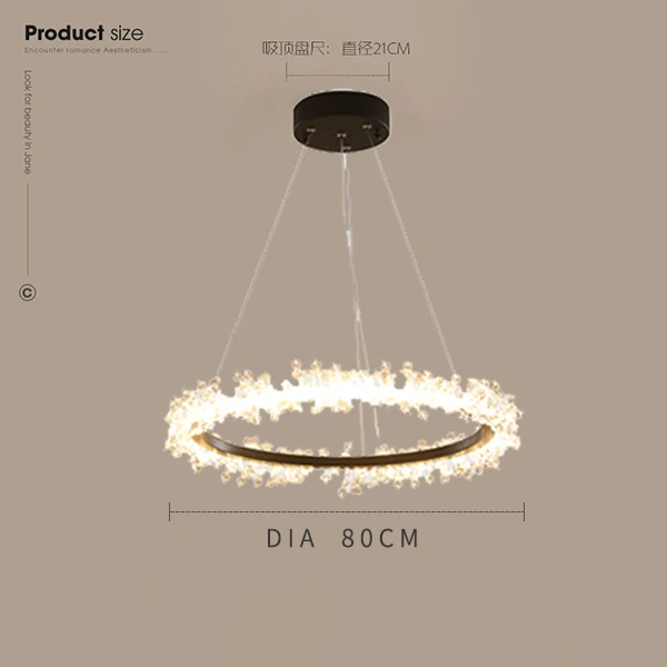 Dia80 black Креативные Золотые круглые кольца, комбинированный светодиодный Кристалл, роскошные хрустальные люстры для гостиной, спальни, черная Подвесная лампа - Цвет абажура: Dia80 black