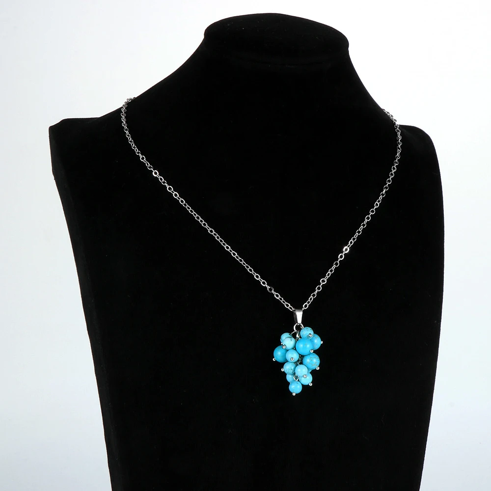 Женский кулон из натурального камня флюорит аметист виноград кулоны ожерелье