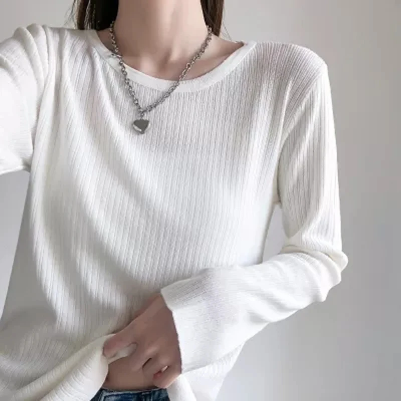 

PLAMTEE Female Pullover Sweater O Neck Bottoming Shirt Knitted Women's Spring And Autumn New Slim Thin Elastic Long-sleeved