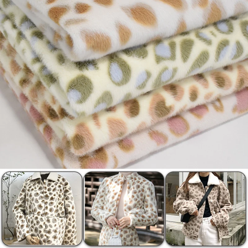 

100*160cm Warm Imitation Ferret Fabric Plush Velvet Leopard Pattern Fabric For Diy Sewing Scarf Winter Clothes Material